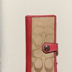 Coach Pink and Beige Signature Wallet